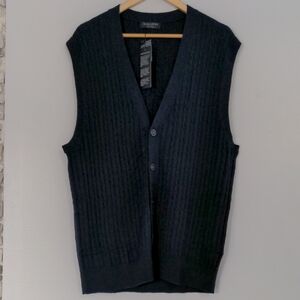 NWT Kallspin Sweater Vest Mens XL Tall Navy Blue Wool Blend Lightweight